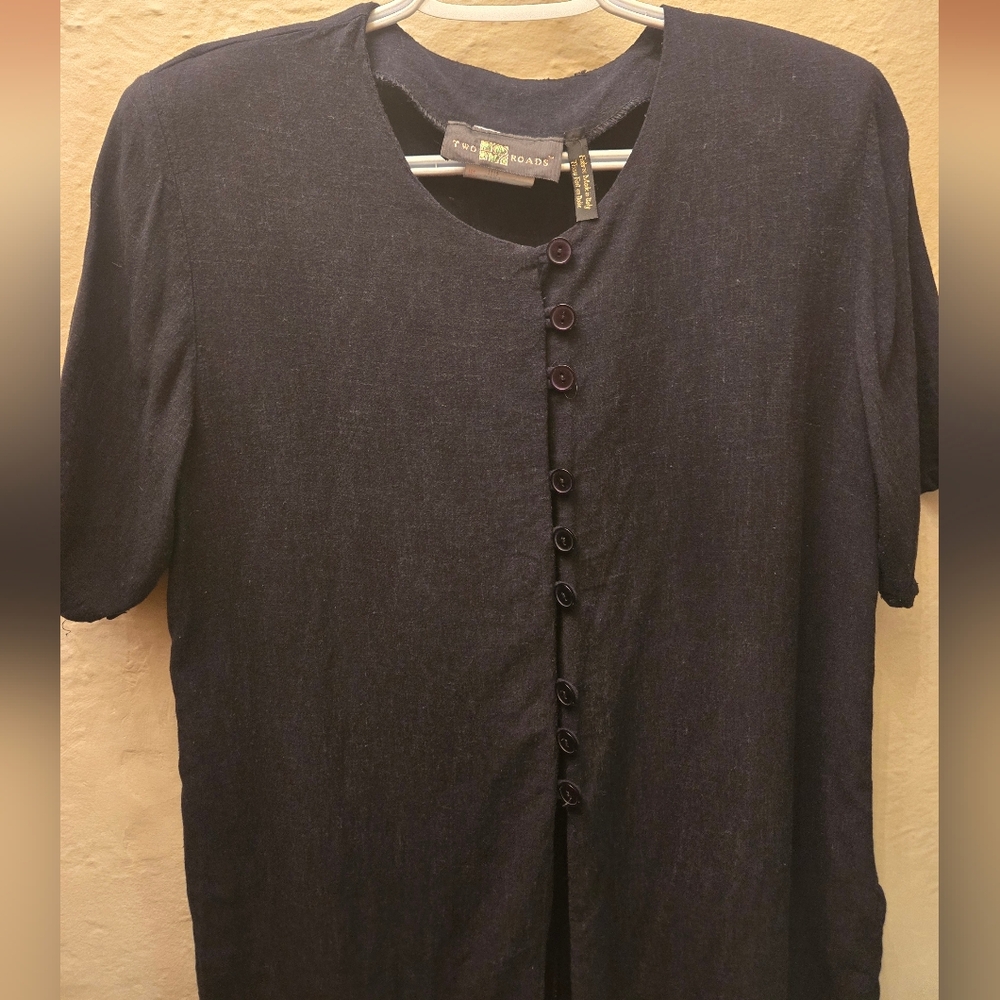 Vintage Two Roads Italian Fabric Linen Blend Tunic Made in Canada